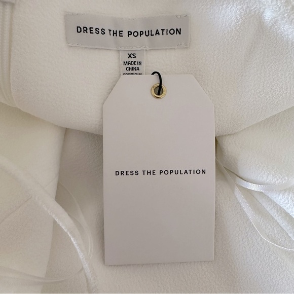 NEW DRESS THE POPULATION Mira Dress Bodycon Ruffle Hem Mini in Off White Size XS - Picture 7 of 9